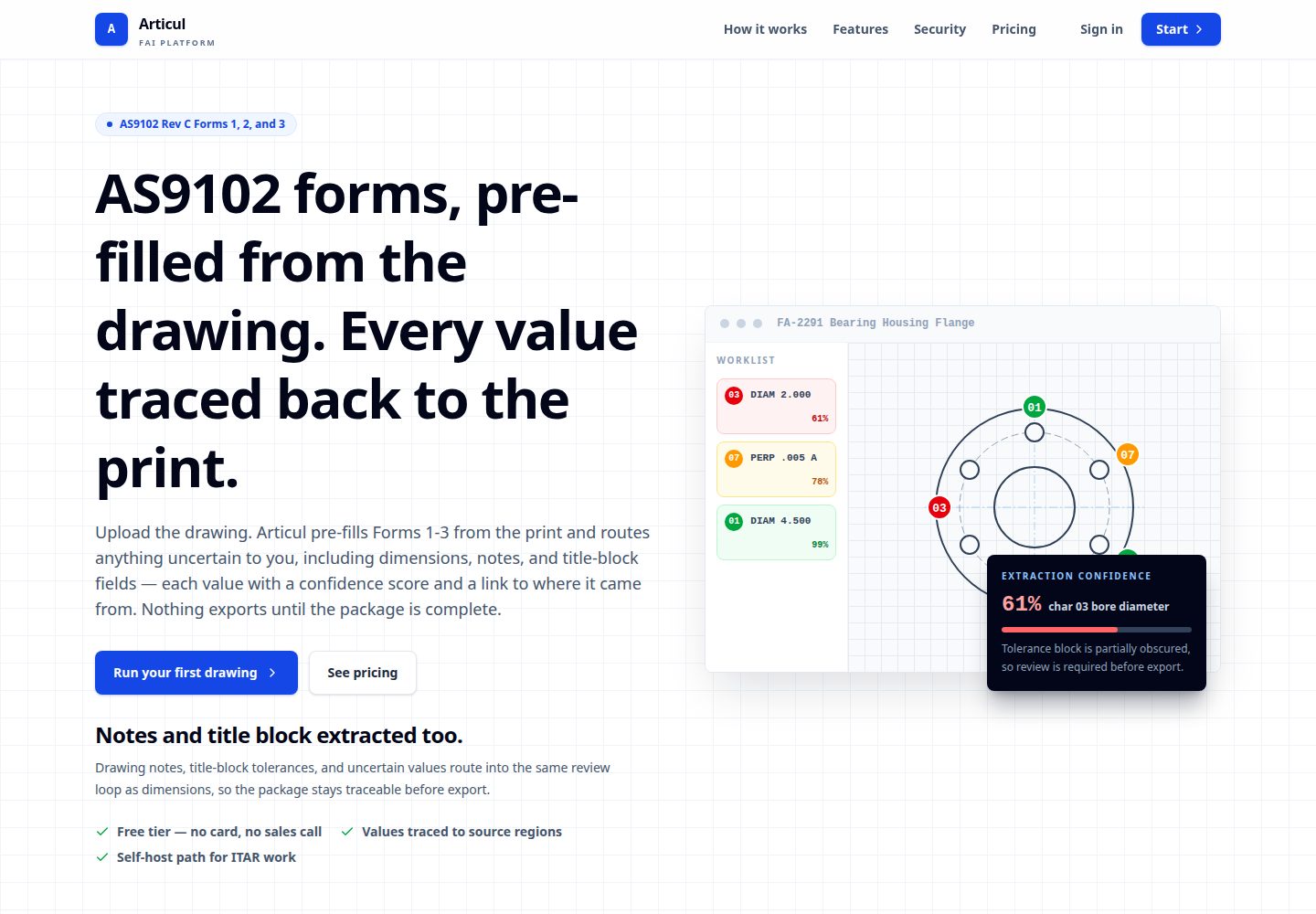 Articul AS9102 inspection form software